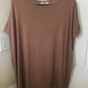Brown short sleeve Piko top